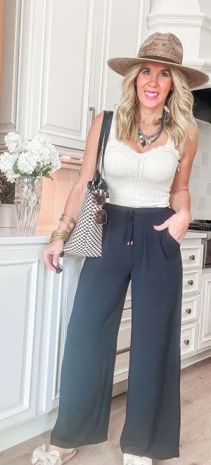 Black Airy Drawstring Pants