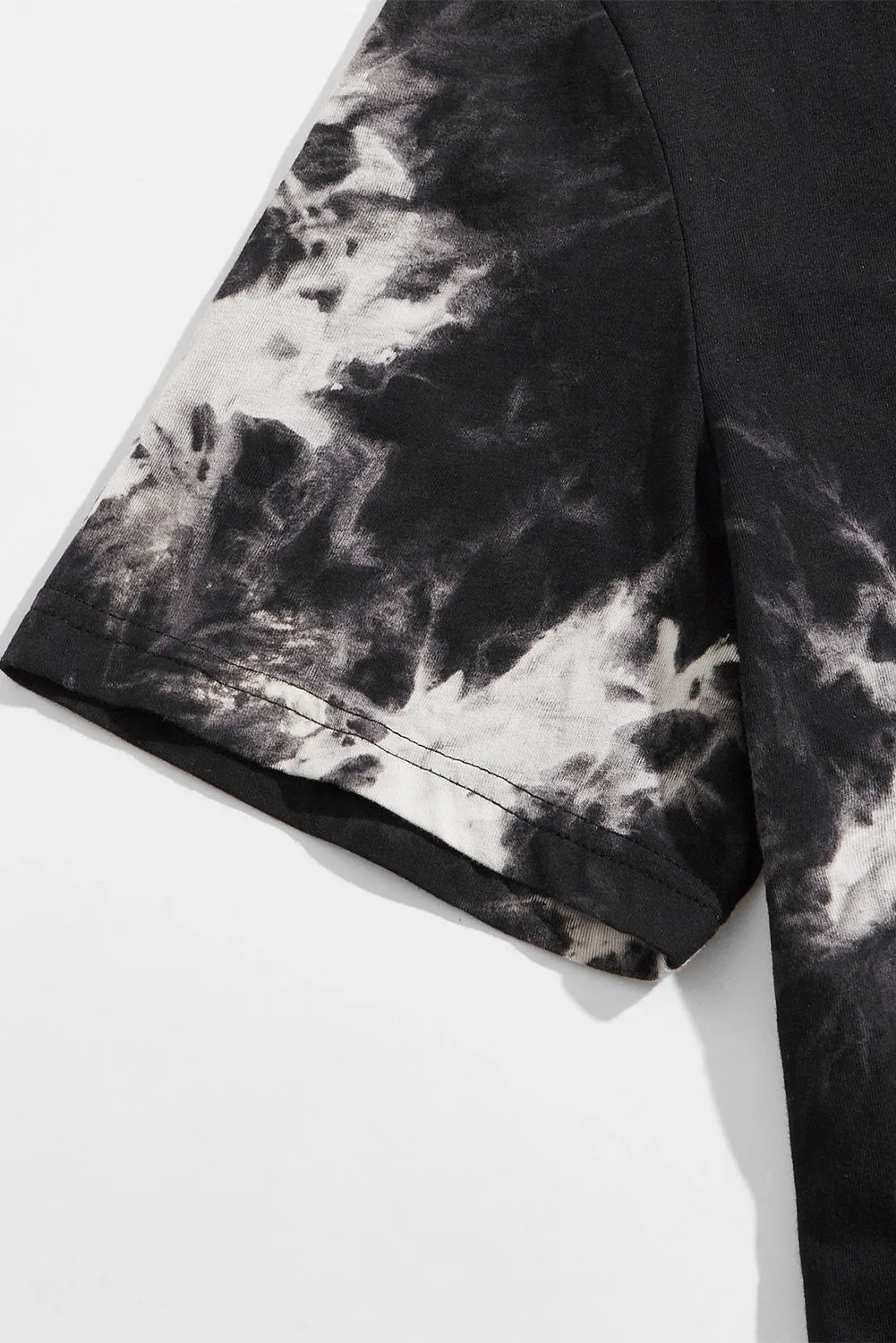 Black American Flag Star Tie Dyed Print Men's Graphic T-shirt
