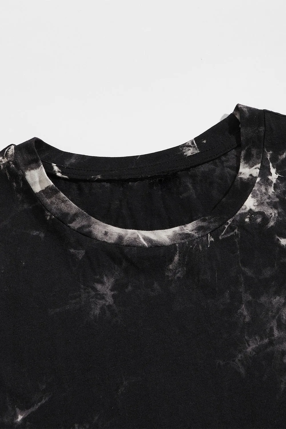 Black American Flag Star Tie Dyed Print Men's Graphic T-shirt