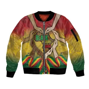 Black History Month Sleeve Zip Bomber Jacket I Am Black DT04