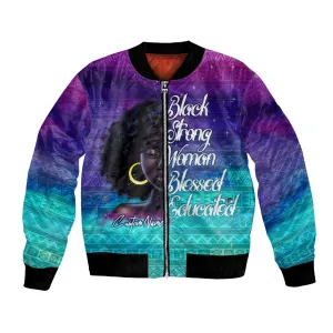 Black Strong Women Blessed Educated Bomber Jacket African Girl DT02