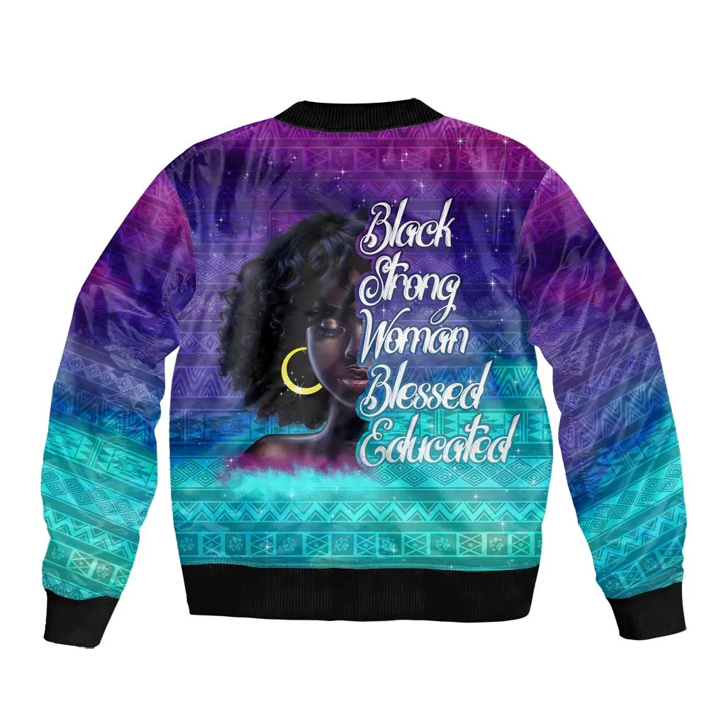 Black Strong Women Blessed Educated Bomber Jacket African Girl DT02