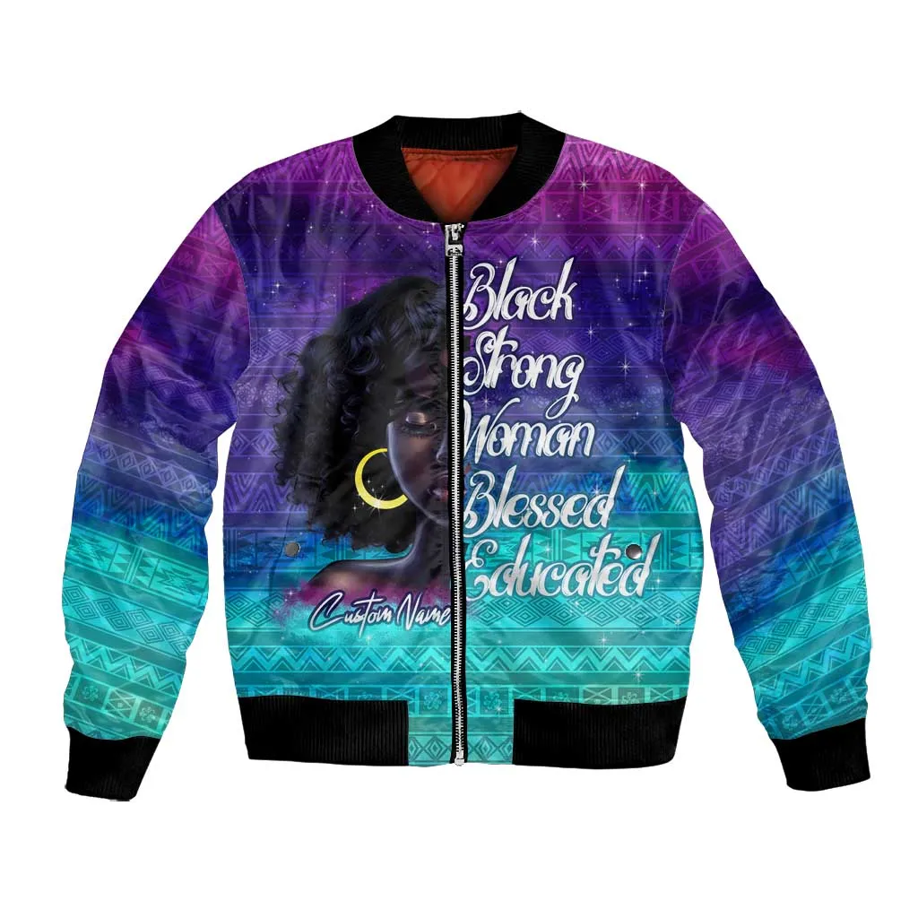 Black Strong Women Blessed Educated Bomber Jacket African Girl DT02