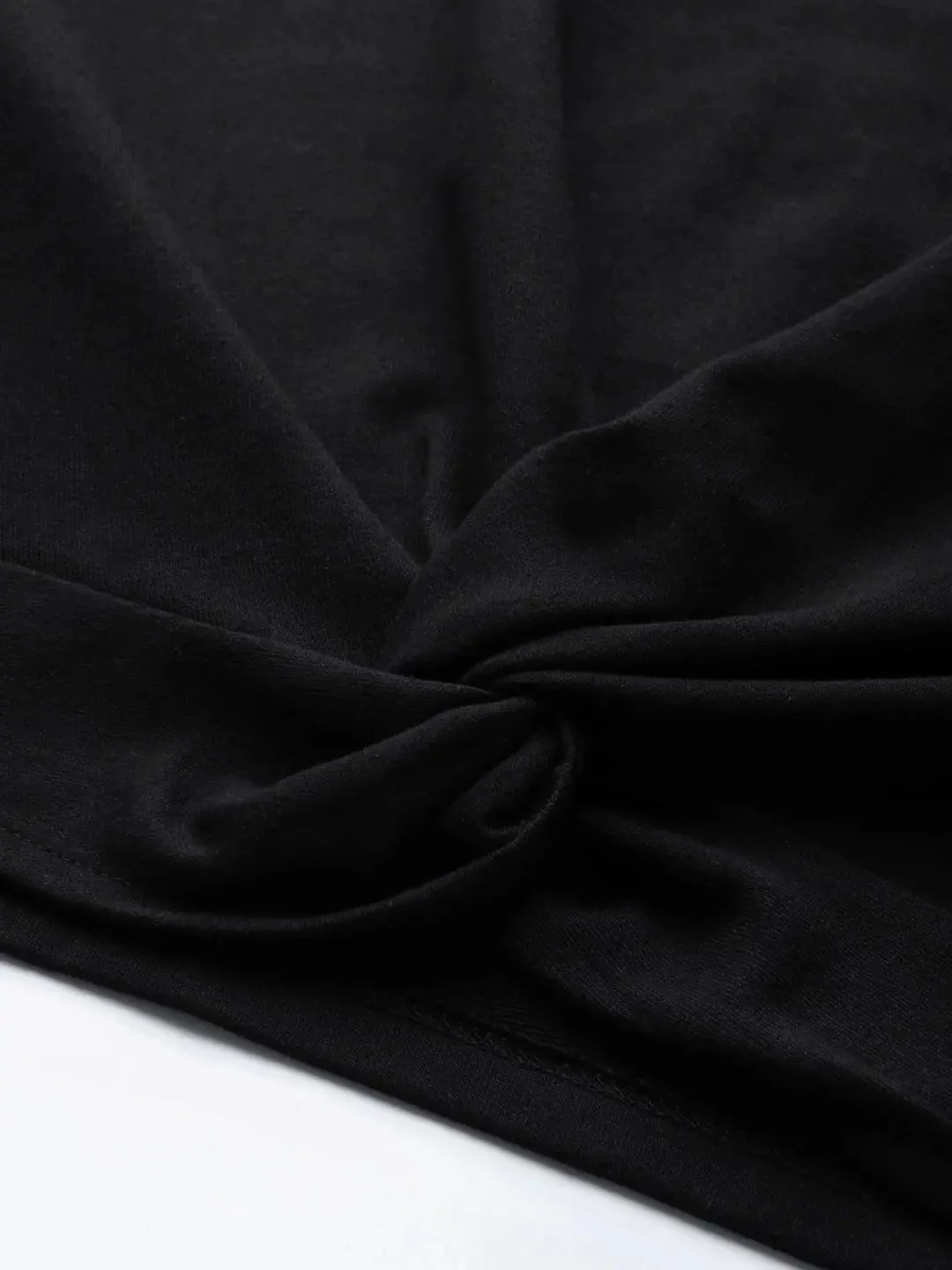 Black Terry Twisted Crop Sweatshirt