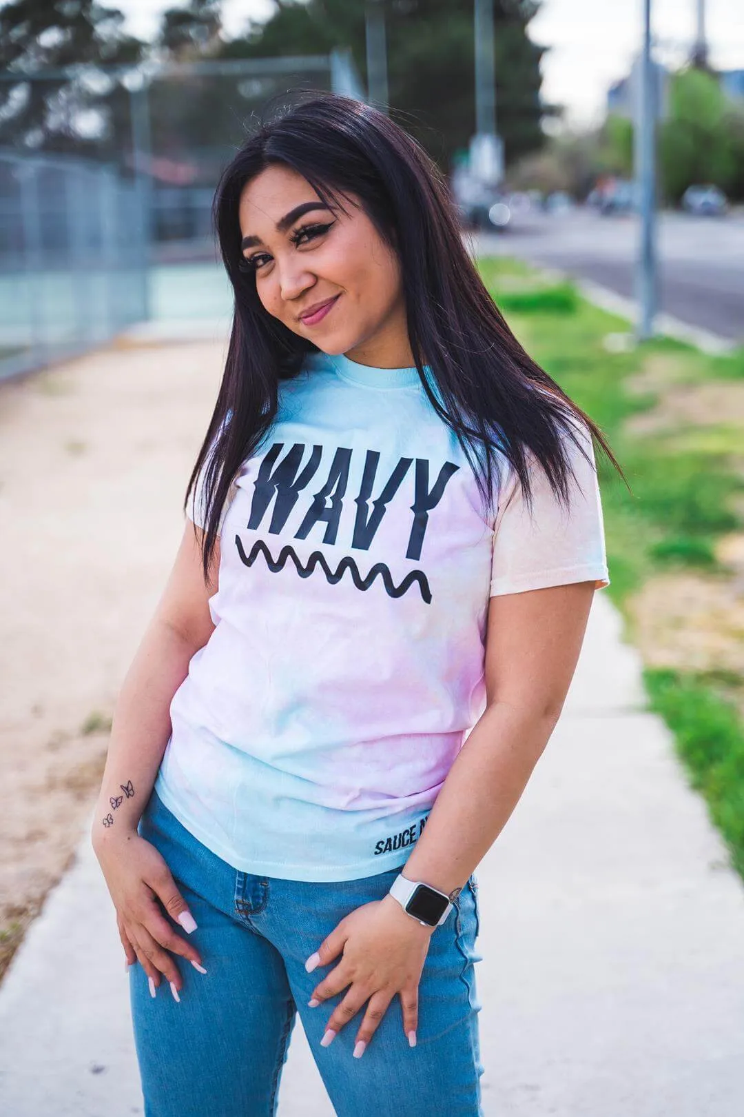 Black Wavy | Jelly Lavender Sky Tee