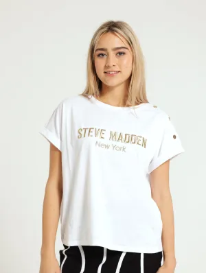 Blaire Logo Tee With Poppers - White