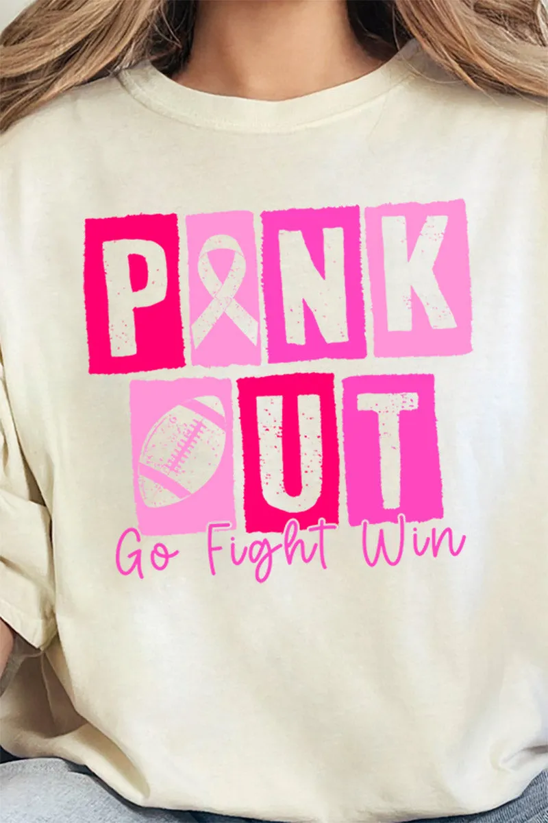 Block Pink Out Go Fight Win Comfort Colors Adult Ring-Spun Cotton Tee