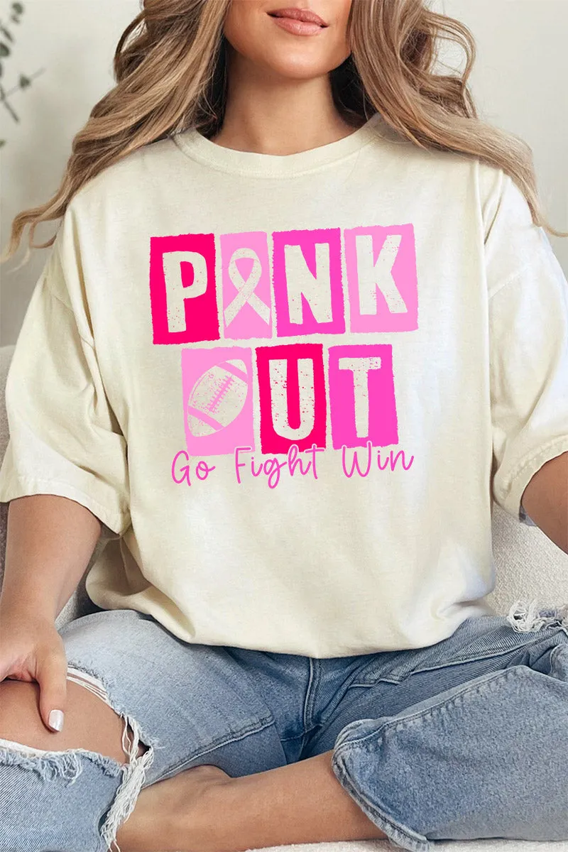 Block Pink Out Go Fight Win Comfort Colors Adult Ring-Spun Cotton Tee