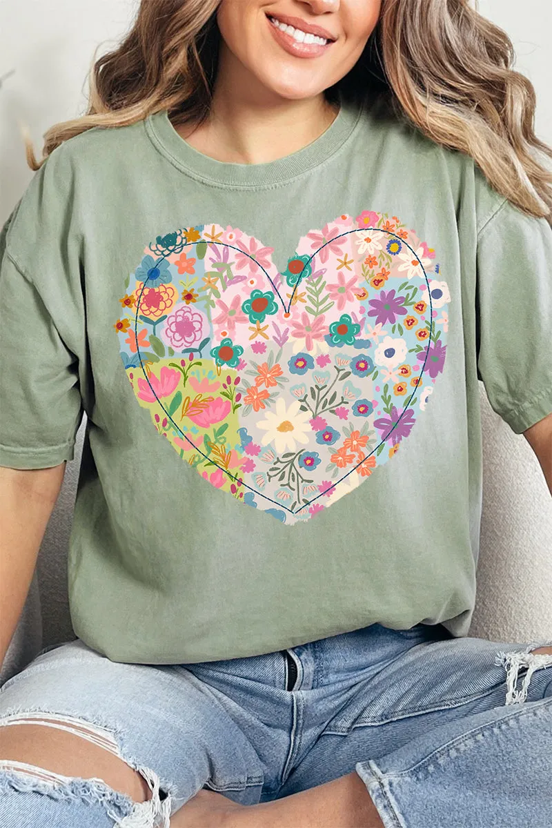 Boho Floral Heart Comfort Colors Adult Ring-Spun Cotton Tee