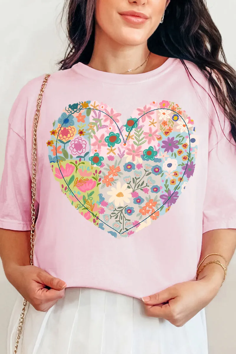 Boho Floral Heart Comfort Colors Adult Ring-Spun Cotton Tee