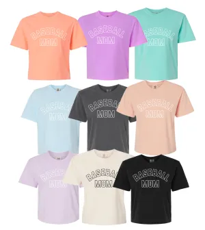 Boxy Crop/ Comfort Colors CROPPED Baseball Mom Tee/ Baseball Mom Shirt / Multiple Color Options
