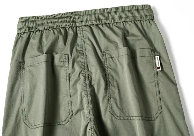 Breathable Solid Drawstring Waist Chinos for Modern Men