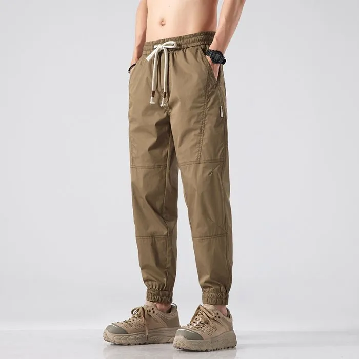 Breathable Solid Drawstring Waist Chinos for Modern Men