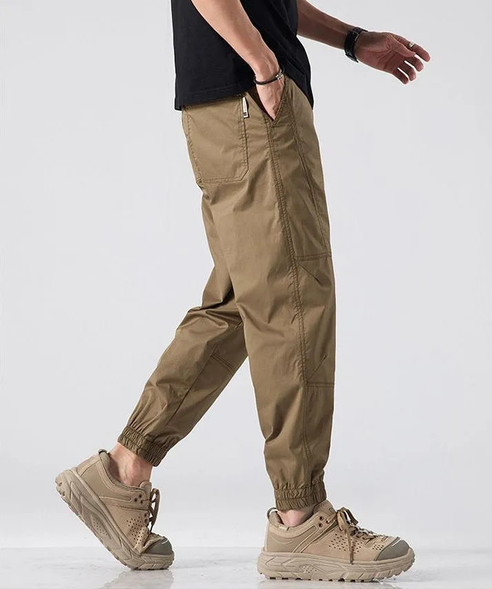 Breathable Solid Drawstring Waist Chinos for Modern Men