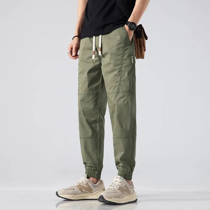 Breathable Solid Drawstring Waist Chinos for Modern Men