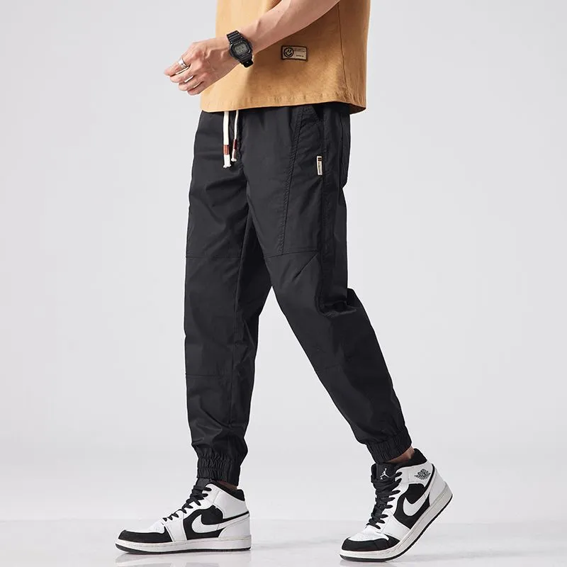 Breathable Solid Drawstring Waist Chinos for Modern Men