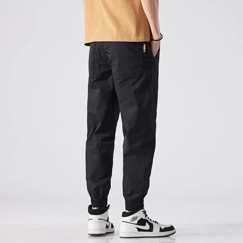 Breathable Solid Drawstring Waist Chinos for Modern Men