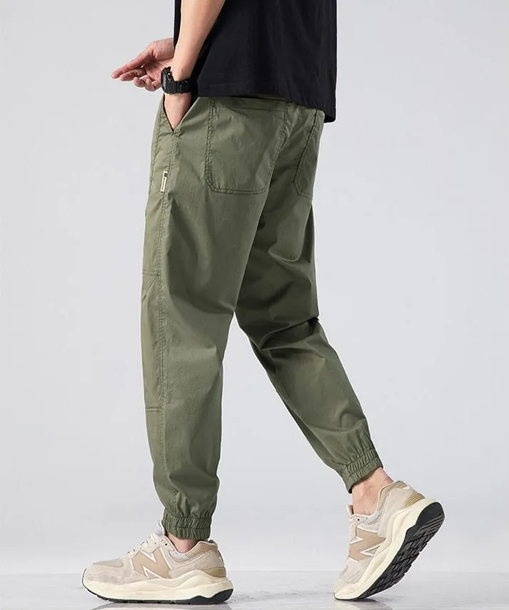 Breathable Solid Drawstring Waist Chinos for Modern Men