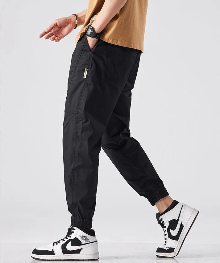 Breathable Solid Drawstring Waist Chinos for Modern Men