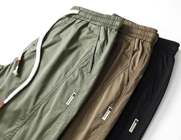 Breathable Solid Drawstring Waist Chinos for Modern Men