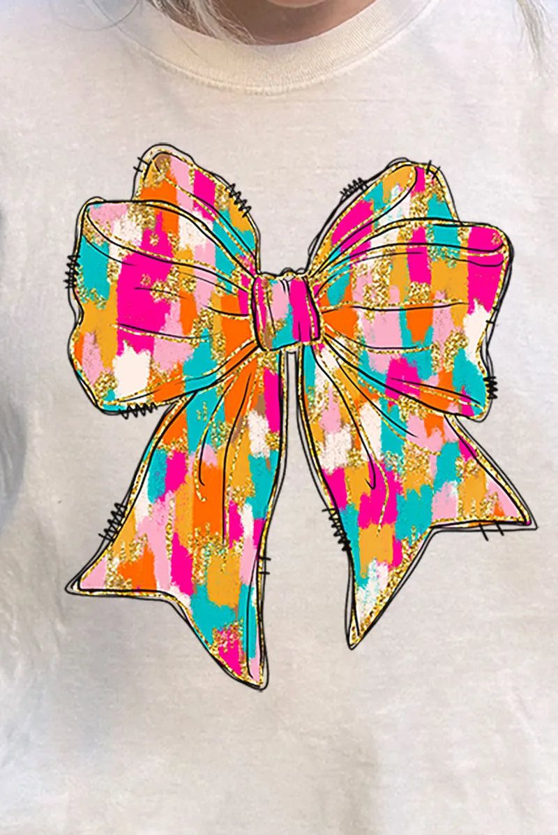 Brushed Colorful Coquette Bow Comfort Colors Adult Ring-Spun Cotton Tee