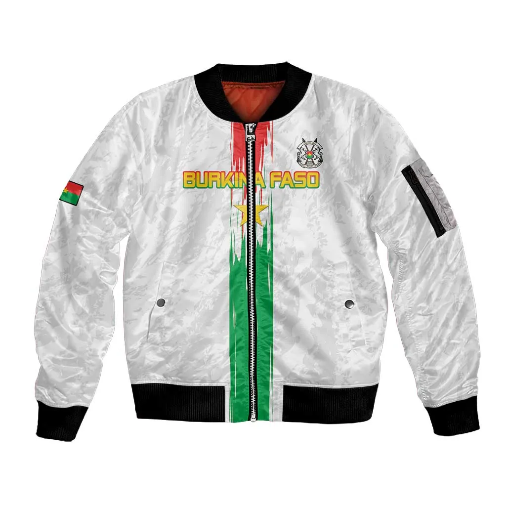 Burkina Faso Football Custom Sleeve Zip Bomber Jacket Go Champions LT15