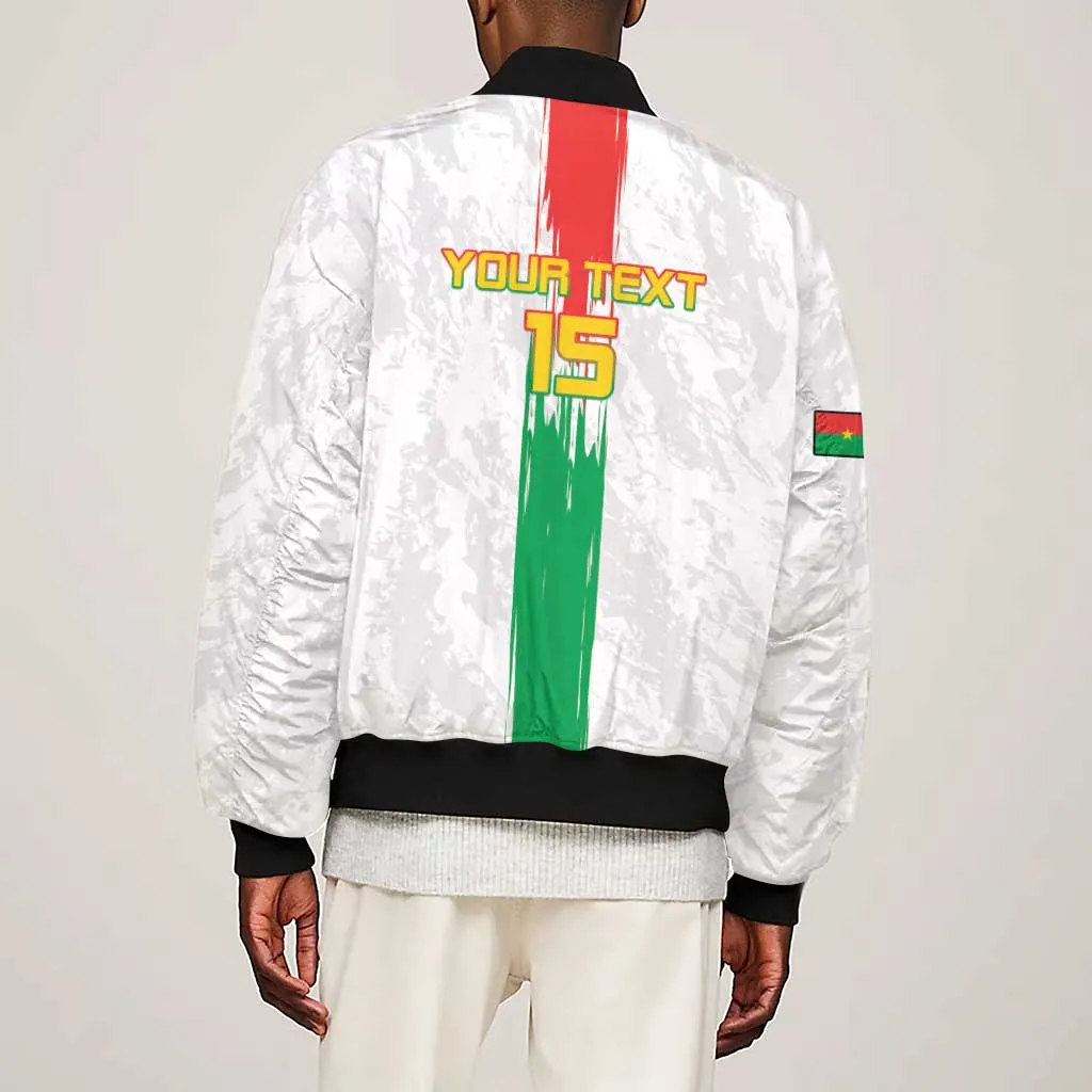 Burkina Faso Football Custom Sleeve Zip Bomber Jacket Go Champions LT15
