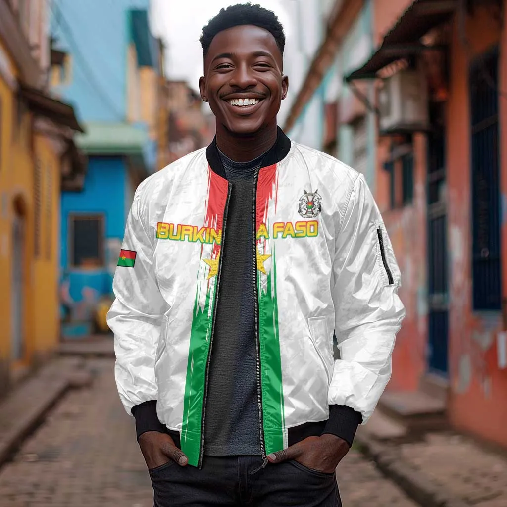 Burkina Faso Football Custom Sleeve Zip Bomber Jacket Go Champions LT15