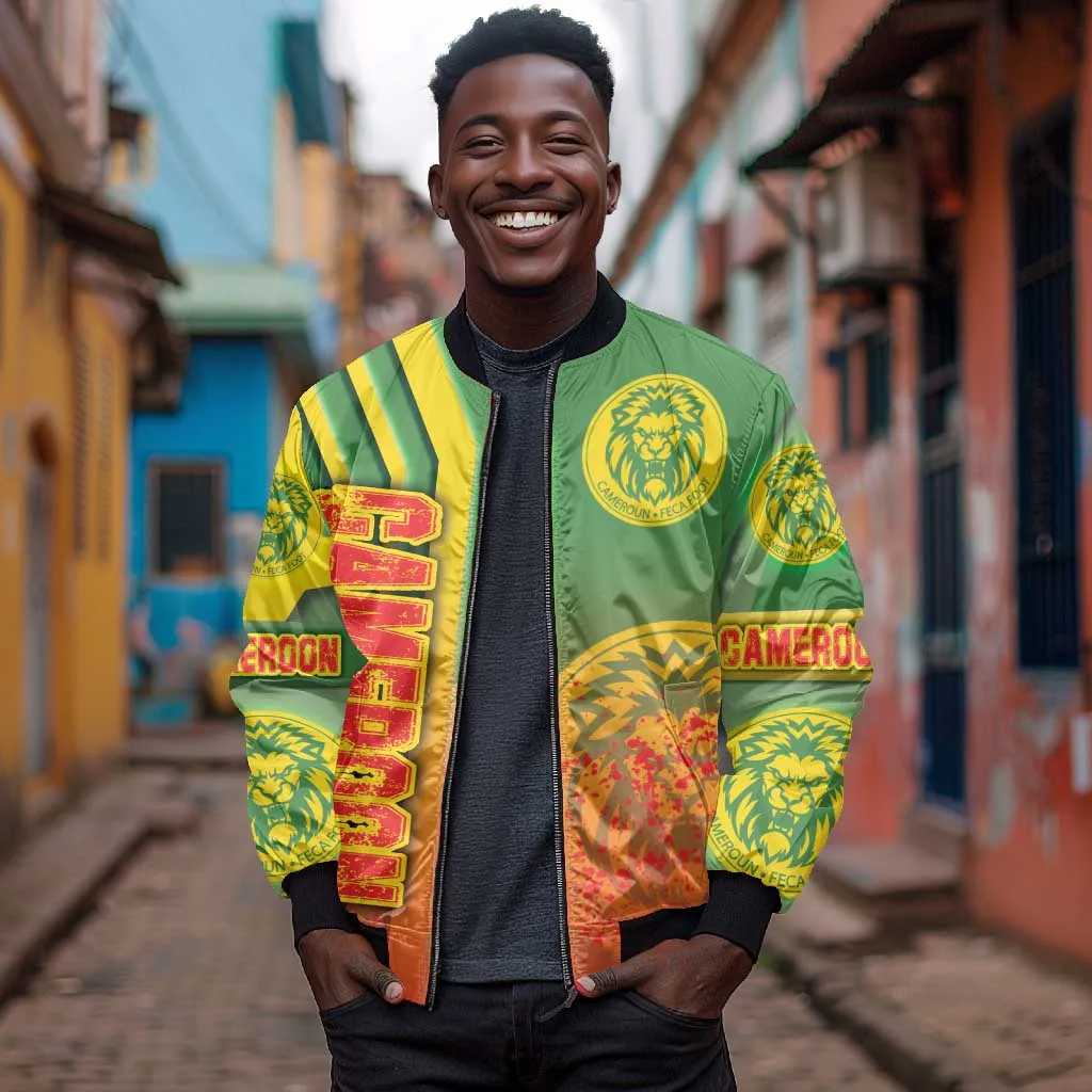 Cameroon Soccer Bomber Jacket Indomitable Lions Football - Road To Champion DT03