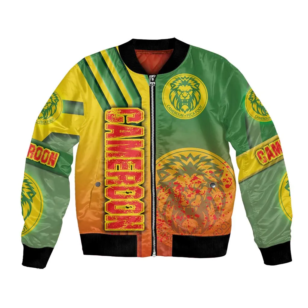 Cameroon Soccer Bomber Jacket Indomitable Lions Football - Road To Champion DT03