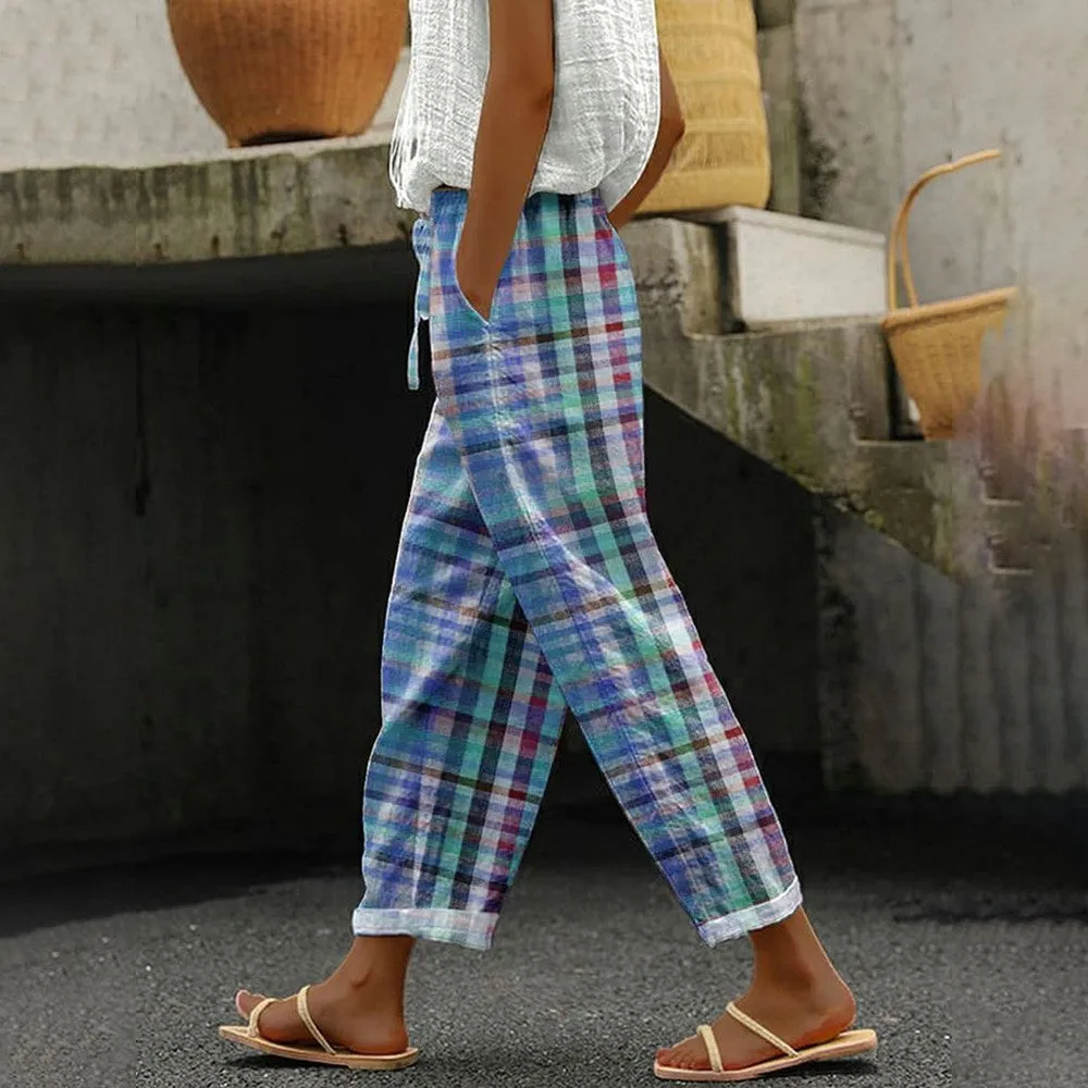 Casual Plaid Drawstring Waistline