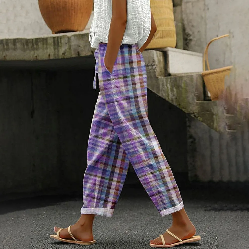 Casual Plaid Drawstring Waistline