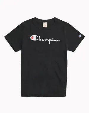 CHAMPION EUROPE<br>T-SHIRT WITH FULL CHEST LOGO BLACK