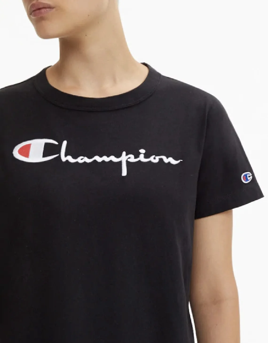 CHAMPION EUROPE<br>T-SHIRT WITH FULL CHEST LOGO BLACK