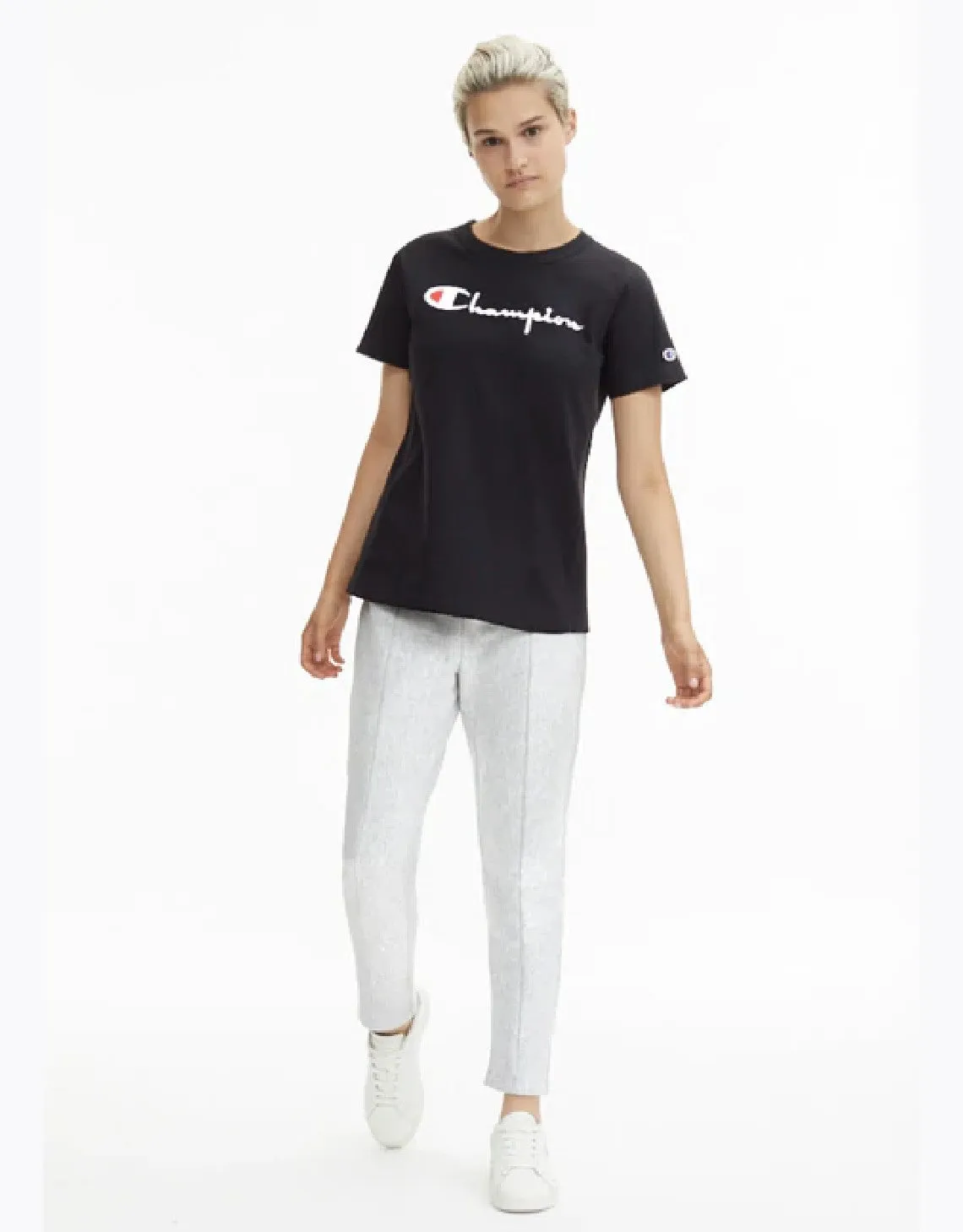 CHAMPION EUROPE<br>T-SHIRT WITH FULL CHEST LOGO BLACK