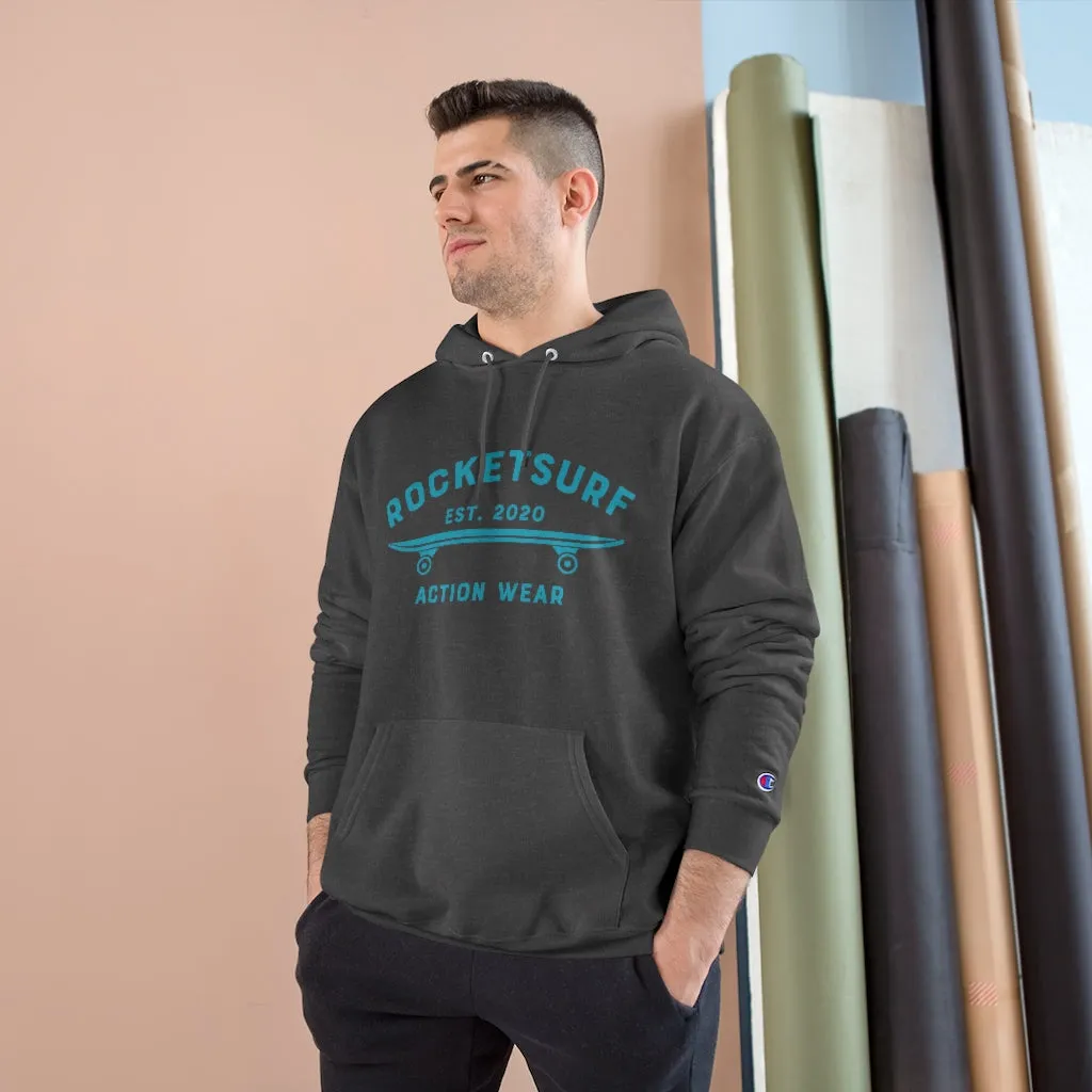 Champion Hoodie - RocketSurf Skate Club Light Blue Lettering