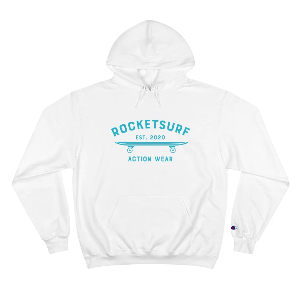 Champion Hoodie - RocketSurf Skate Club Light Blue Lettering