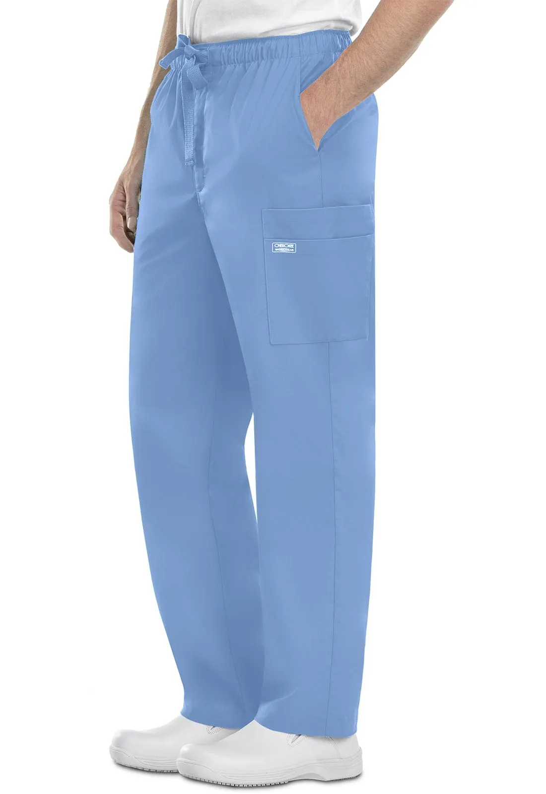 Cherokee Workwear Core Stretch 4243 Scrubs Pants Mens Drawstring Ciel Blue