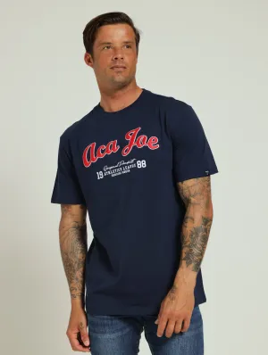 Chest Logo Embroidered Tee - Navy
