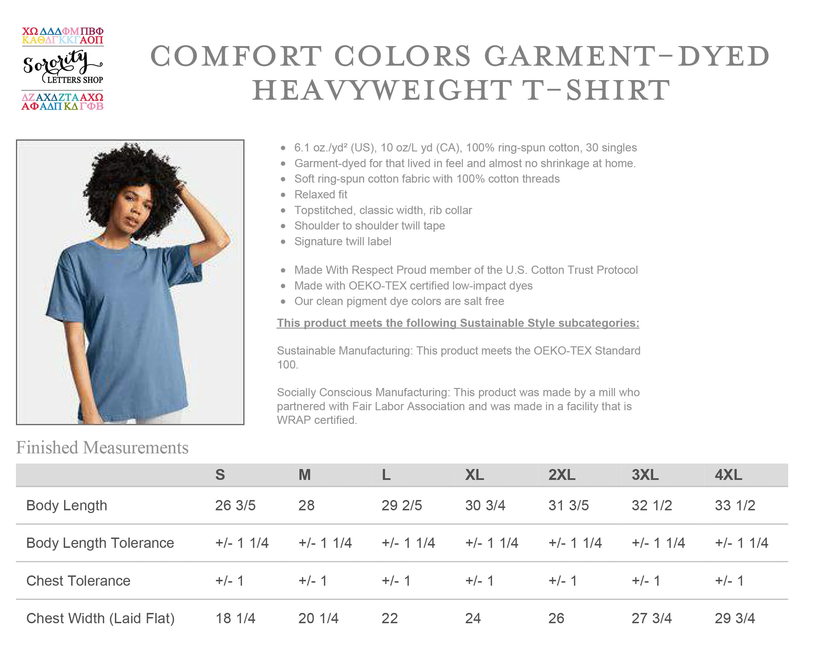 Chi Omega Heavyweight Short Sleeve T-shirt - Crest Tee