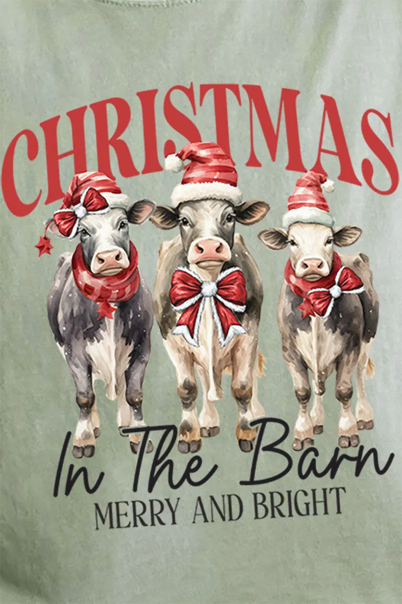 Christmas In The Barn Cows Comfort Colors Adult Ring-Spun Cotton Tee