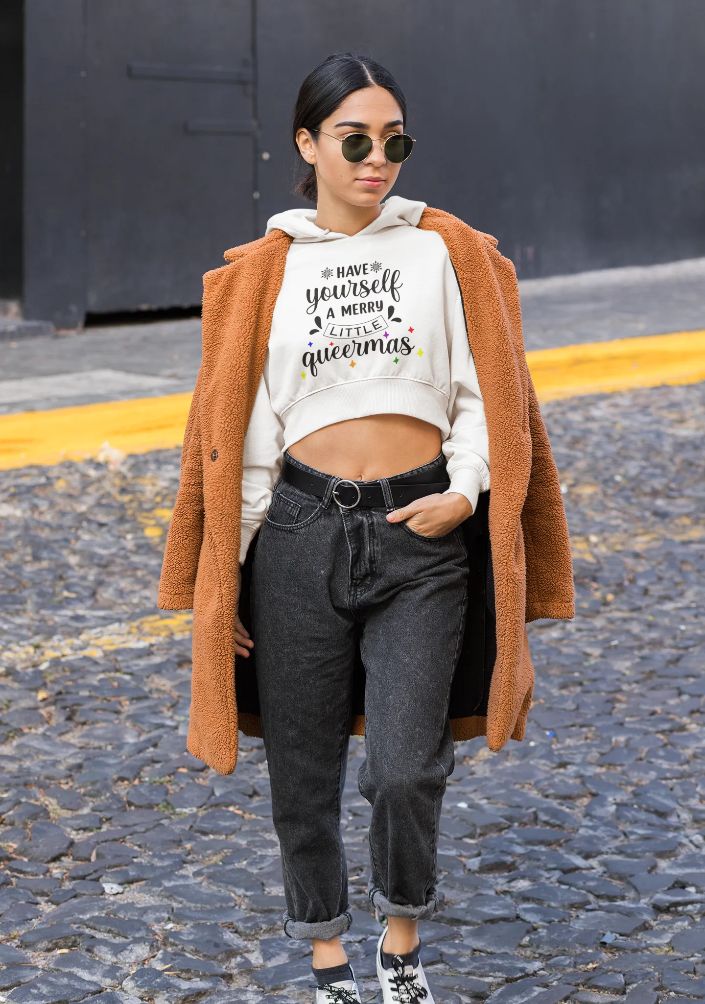 Christmas LGBTQ Women’s Cropped Hooded Sweatshirt - Have Yourself A Merry Little Queermas