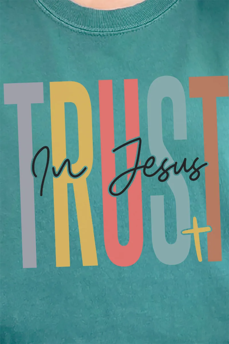 Colorblock Trust In Jesus Comfort Colors Adult Ring-Spun Cotton Tee