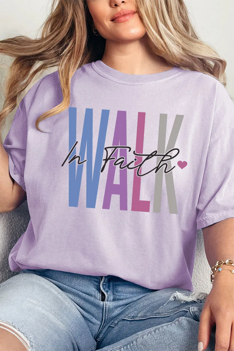 Colorblock Walk In Faith Comfort Colors Adult Ring-Spun Cotton Tee