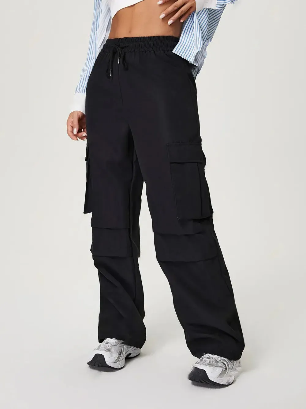 Comfortable Drawstring Wide Leg Pants with Pockets