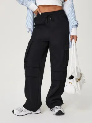 Comfortable Drawstring Wide Leg Pants with Pockets