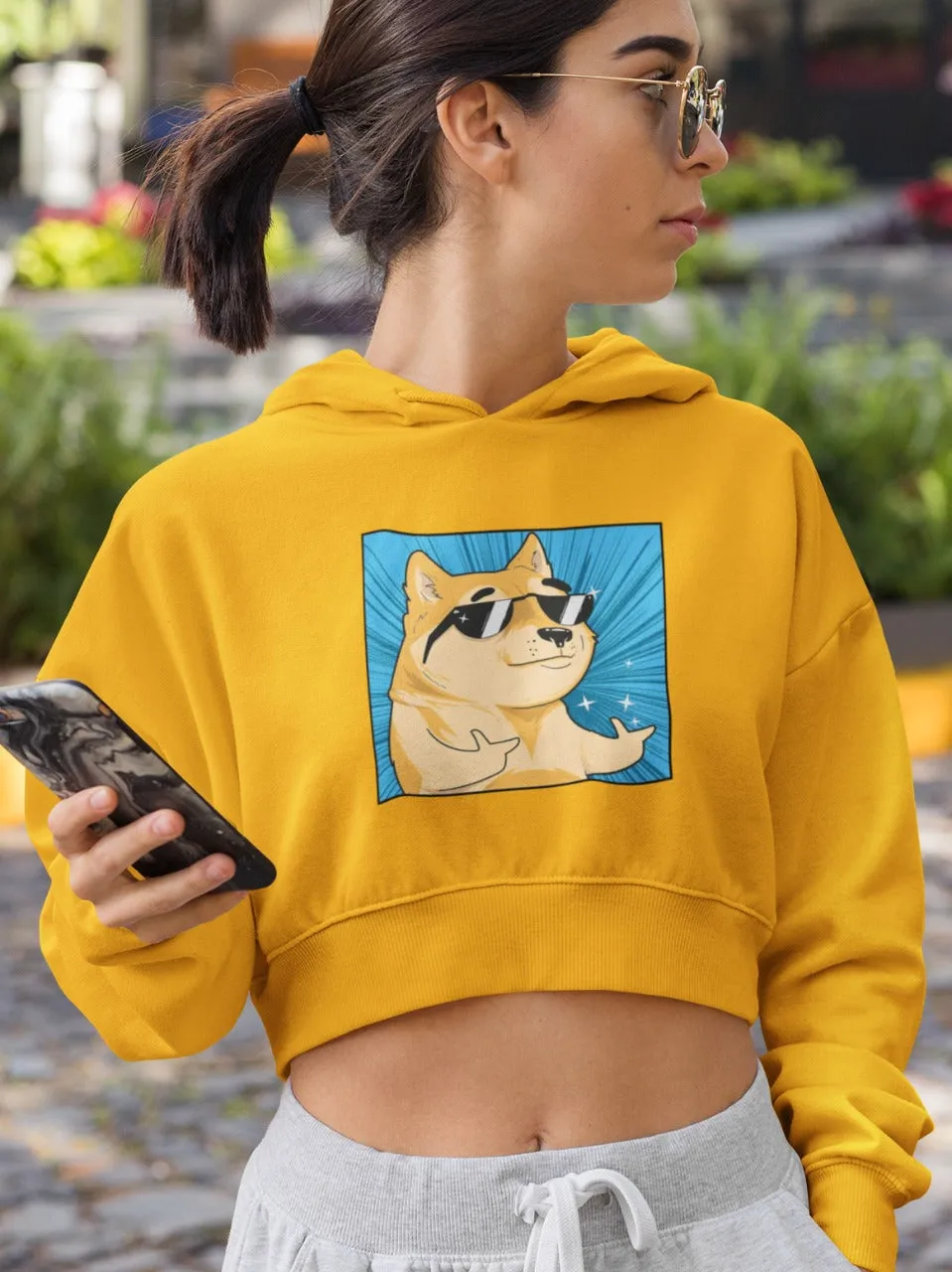 Cool Doge Crop Hoodie