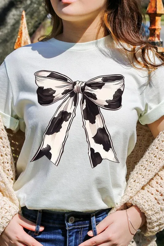 Coquette Cow Print Bow Graphic T Shirts