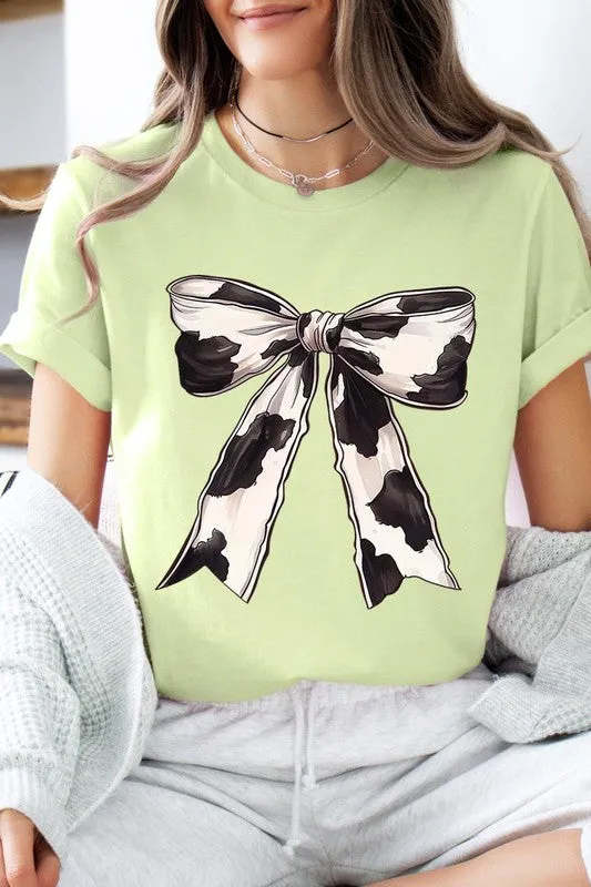 Coquette Cow Print Bow Graphic T Shirts