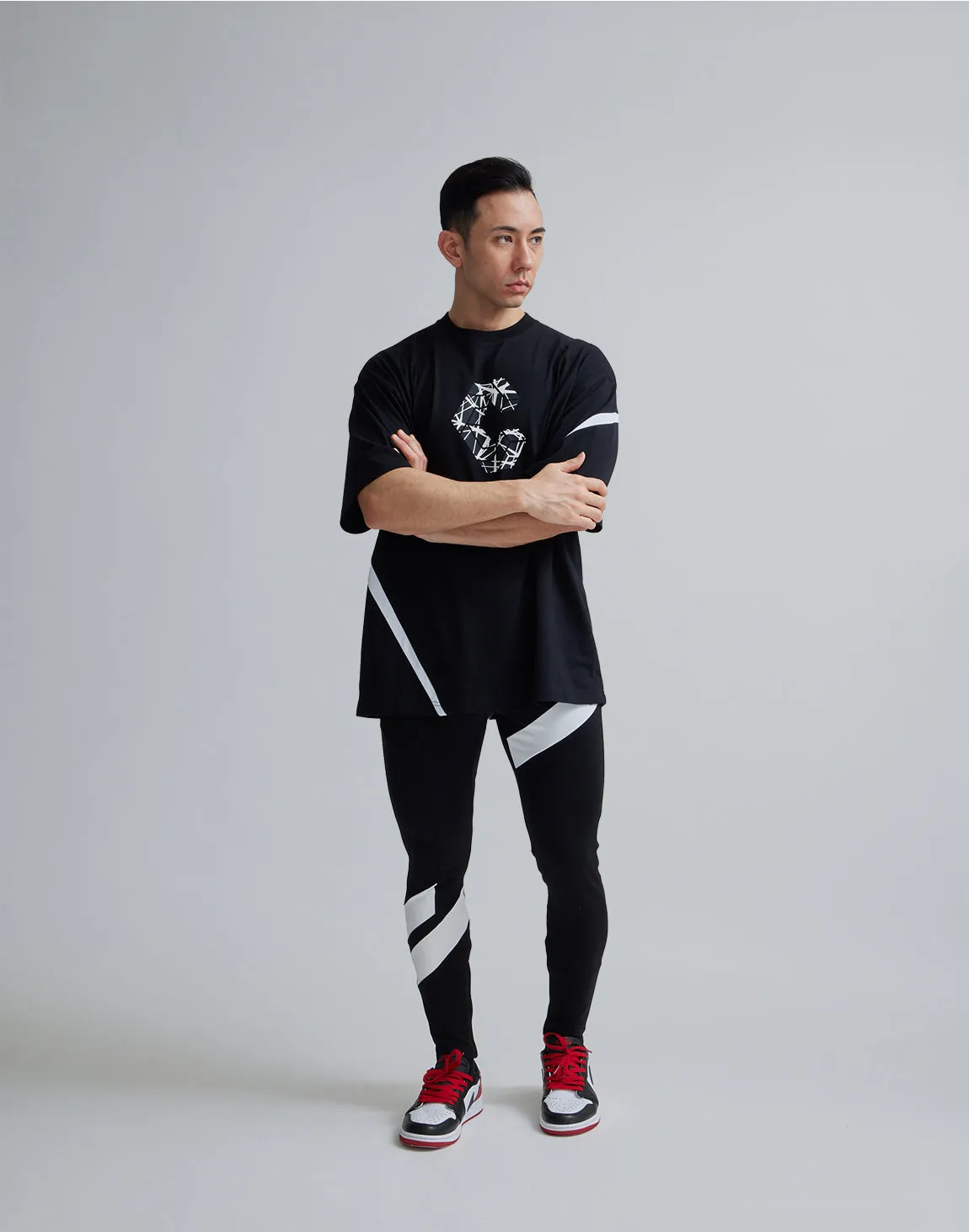 CRONOS GEOMETRIC LOGO OVERSAIZE T-SHIRTS【BLACK】